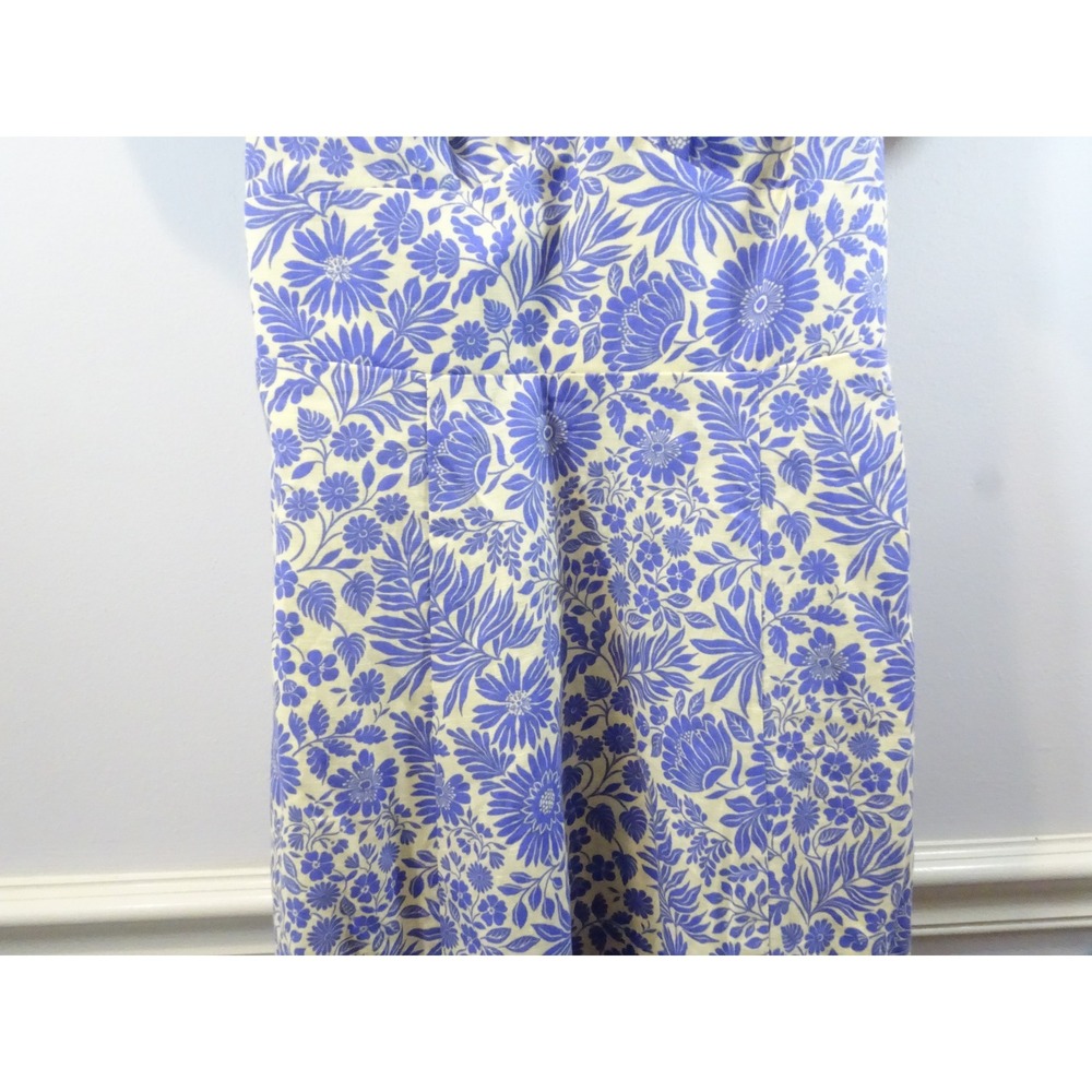 Boden Blue Floral Linen Cotton Maxi Dress Puff Sleeve Sweetheart Neck NWT US 4R - Picture 4 of 13